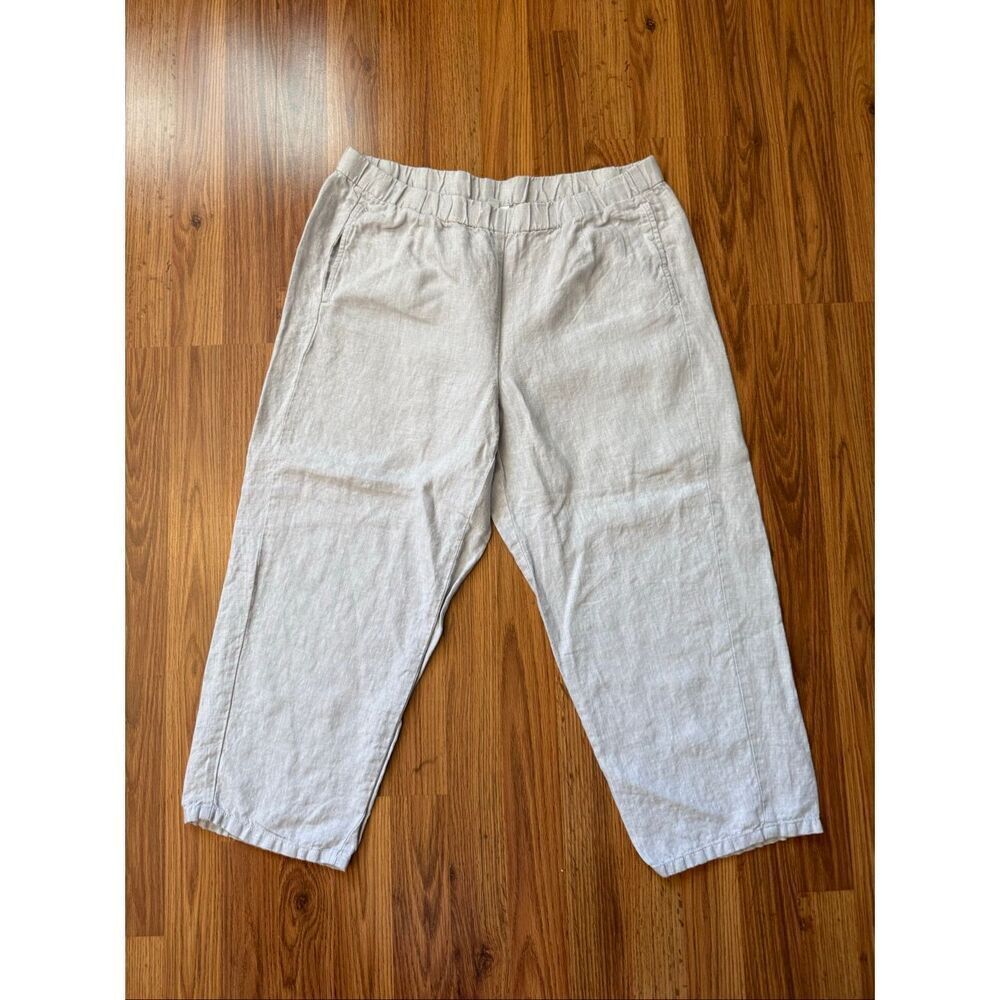 J. Jill Cropped Linen Blend Pants in Light Beige
